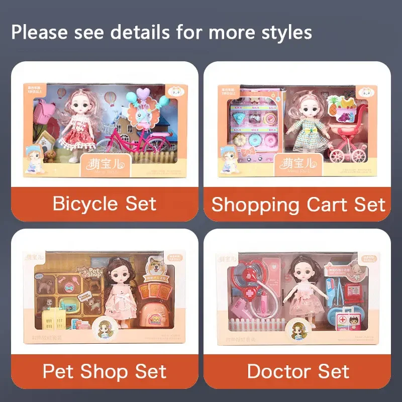 Mini Doll 13 Movable Joint Baby 3D Big Eyes Beautiful DIY Toy 10 inch fashion elegant mini girl doll