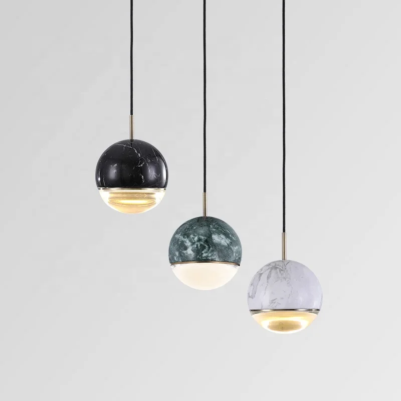 2022 new design nordic round indoor luxury fancy bathroom 220v kitchen ceiling chandelier globe metal marble pendant light