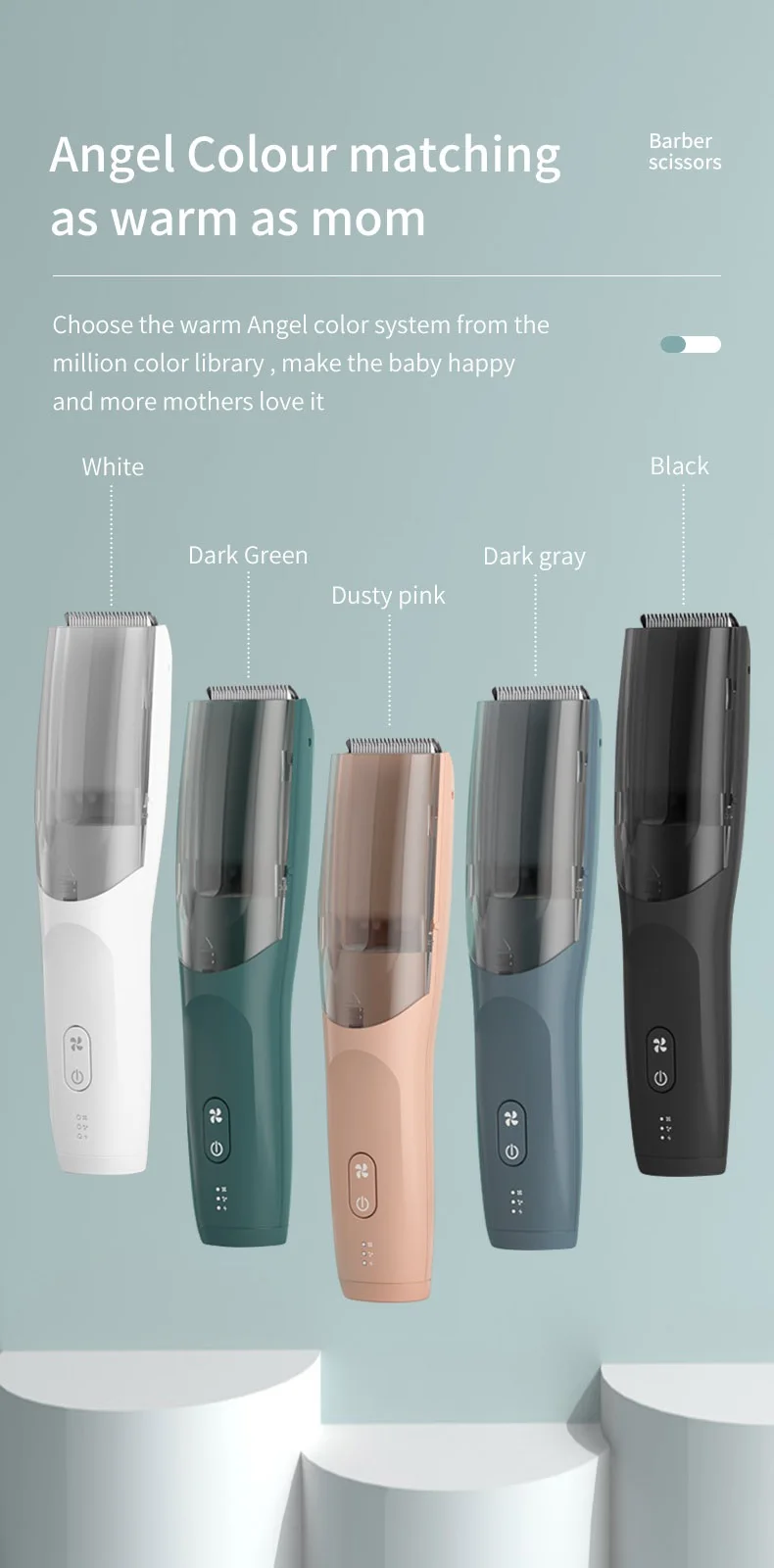 OEM Custom Logo Barber Children Hair Trimmer Electric Kids Hair Trimmer with Vacuum