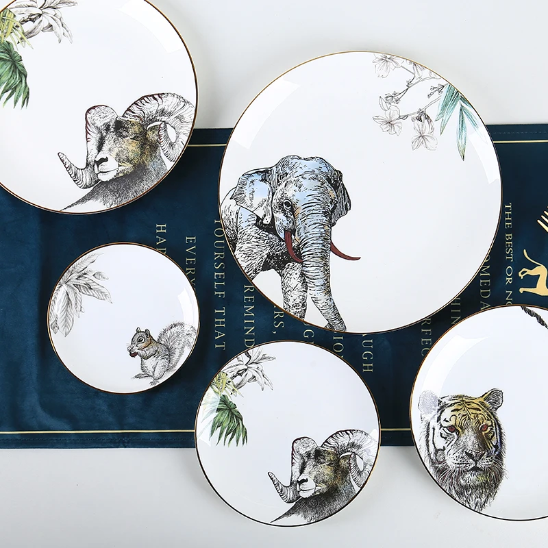 new design high quality ceramic dinnerware luxury plates sets cheap dinner plates with gold rim