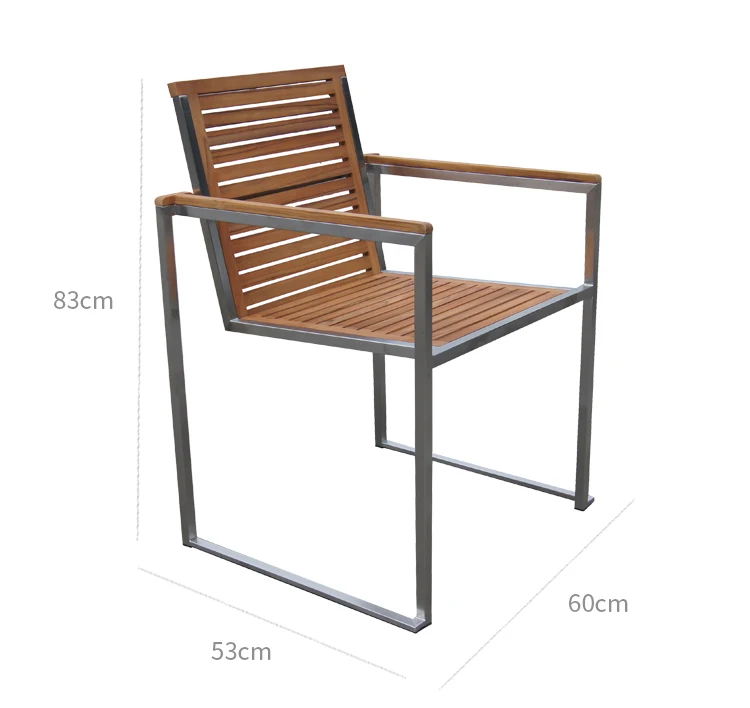 Outdoor Furniture SS304 Patio Wooden Dining Chairs FSC Teak Wood Garden Chair