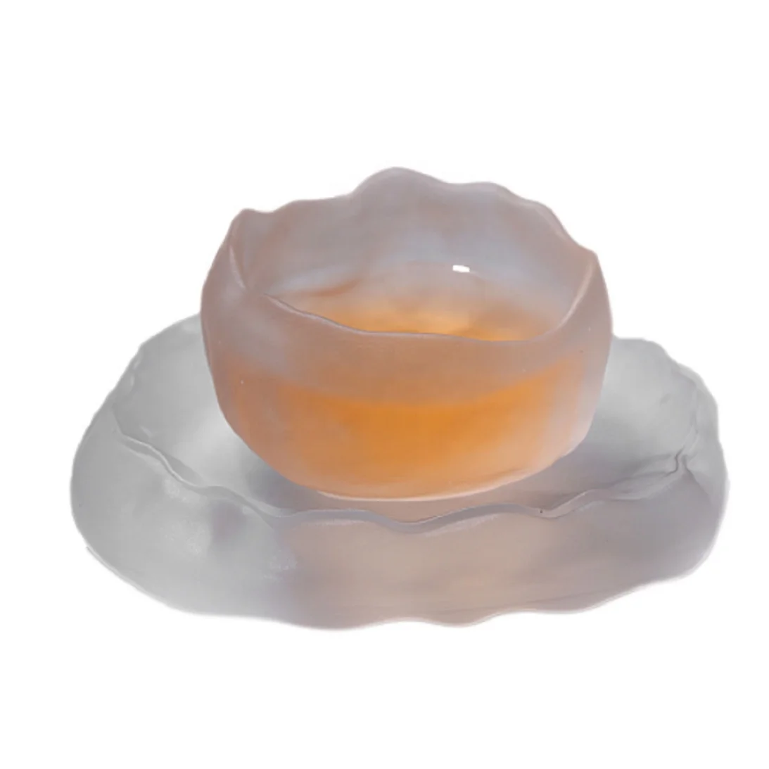 Japanese style glass frozen burnt main cup and saucer single small tea cup glass tea set