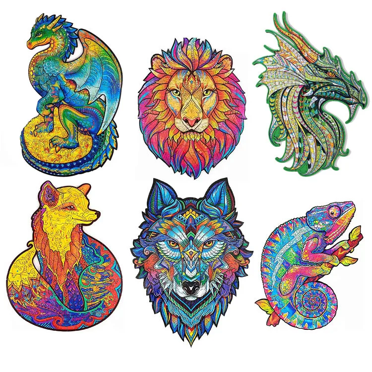 Лидер продаж на Amazon, Подарки Для Семьи, каждая деталь-карточка в форме животного, сублимационный деревянный 3D-пазл для взрослых