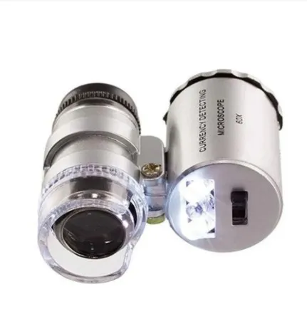 60X Illuminated Microscope Portable Handheld Jeweler Magnifier With LED Light Mini Pocket Magnifying Glass For Home and Office