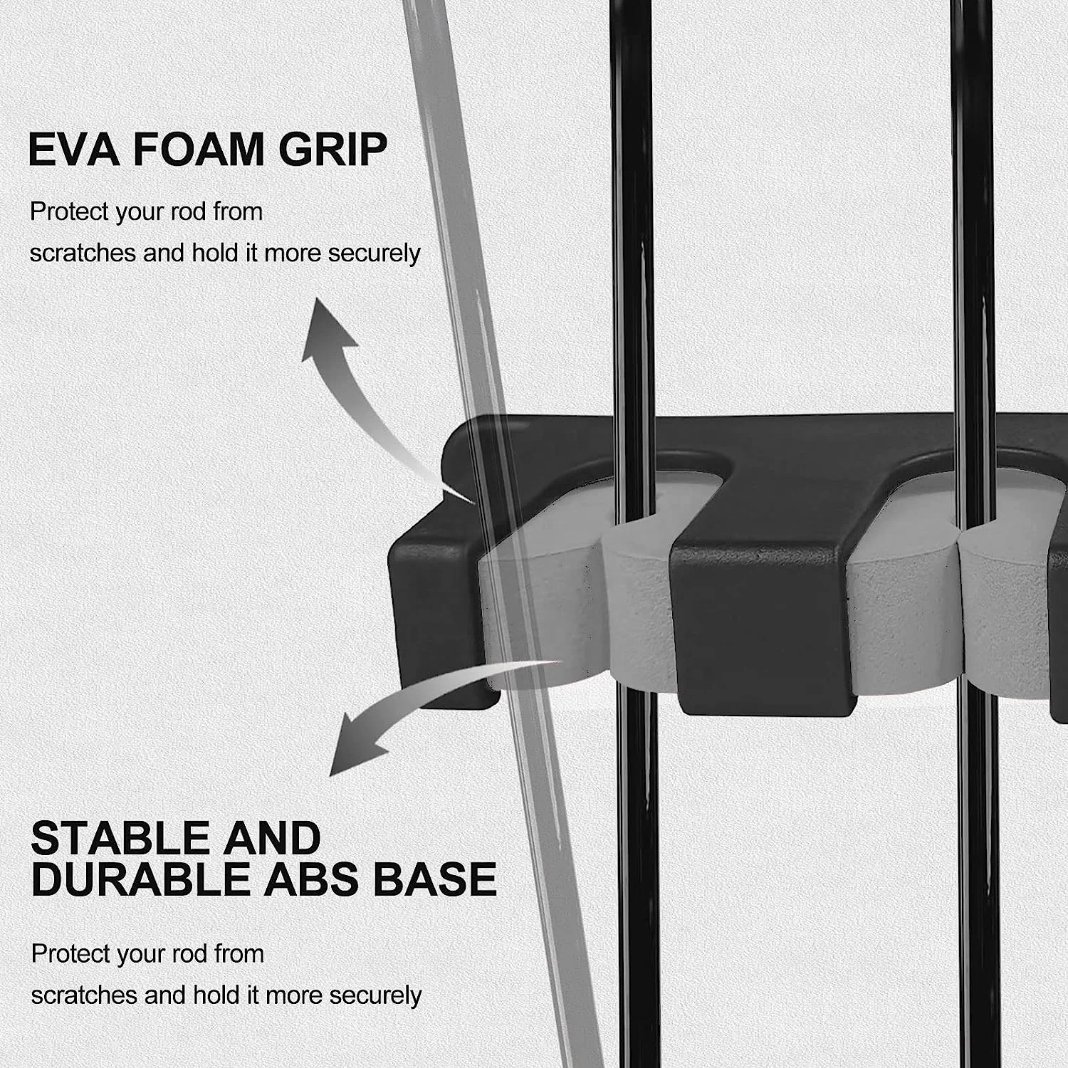 Fishing Rod Display Rack 2 pairs Wall Mount or ceiling  Black Vertical or Horizontal 6 Rods Fishing Rod Holder
