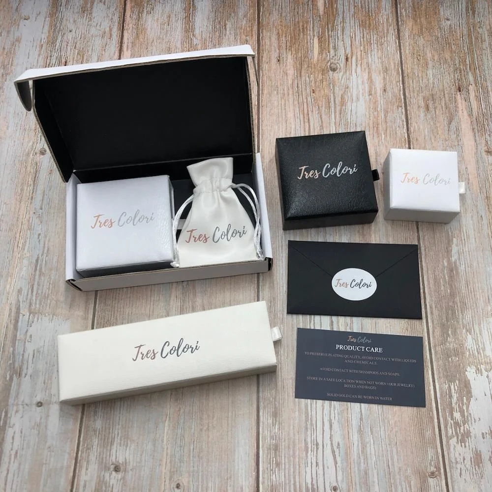 Luxury PU Leather Drawstring Jewelry Pouches Jewelry Gift Boxes Set with custom brand logo