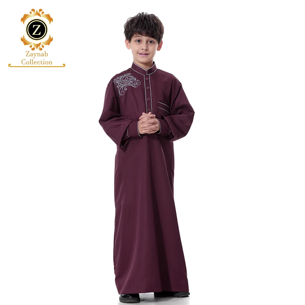 Zaynab Kids Thobe Toyobo Fabric Arab  Muslim Man V Neck Morroco  Muslim Kids Robe Thobe