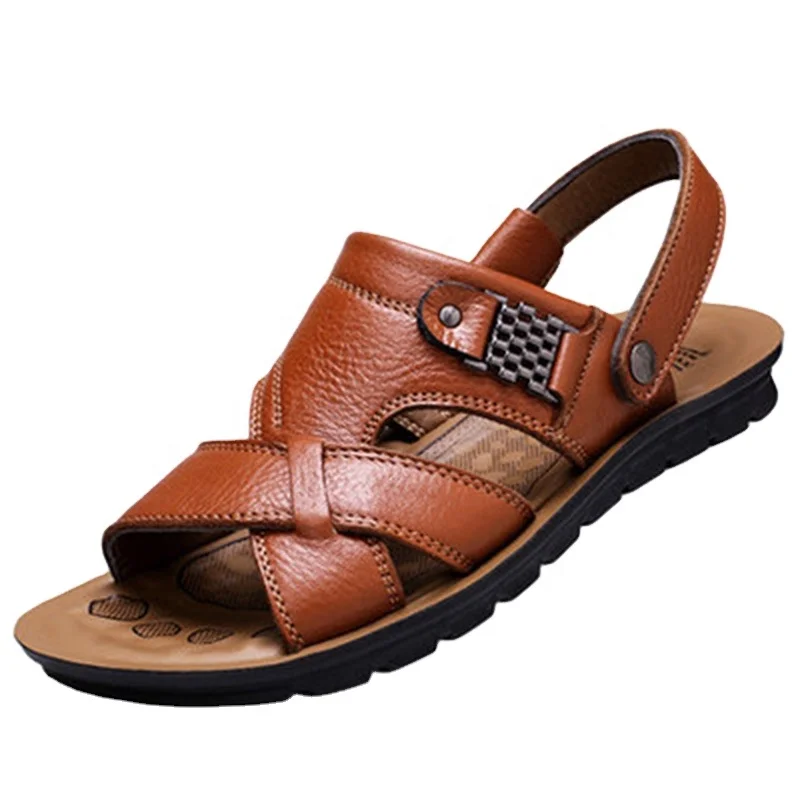 Men Leather Sandals Summer Fashion Classic Shoes Soft Slippers Men Outdoor Walking Sandals