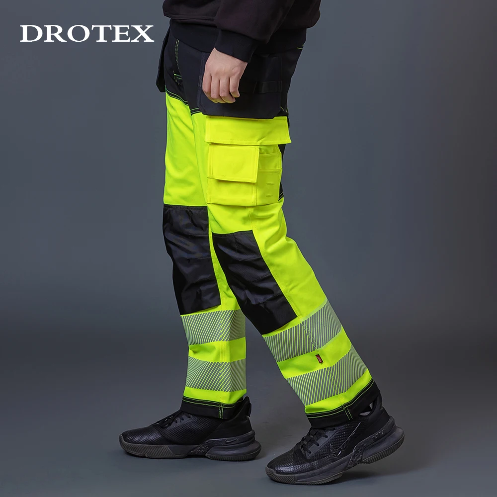 Стрейчевая рабочая одежда для техников из полиэстера Cordura Hi Vis огнестойкие брюки с большими карманами