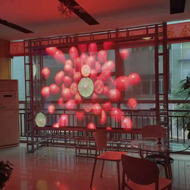 Flexible  transparency adhesive LED Film Screen  thin Advertising Video Wall P4 DC5V WE2121RGB 16bit