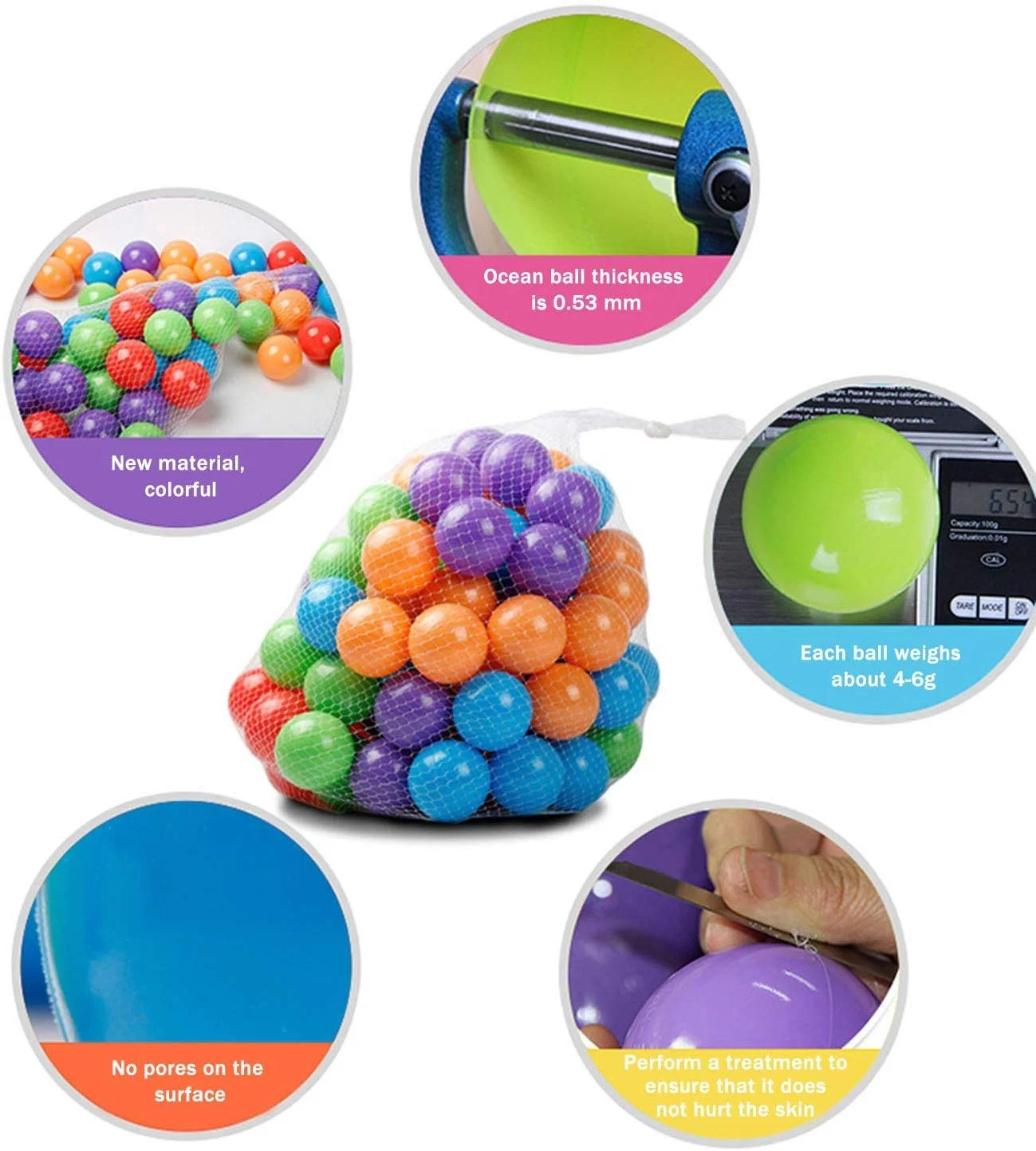 High Quality 65mm Bulk Plastic Soft Toy Balls for Kids Play Unisex 6cm PE Playground Ball for Babies and Ball Pit Use