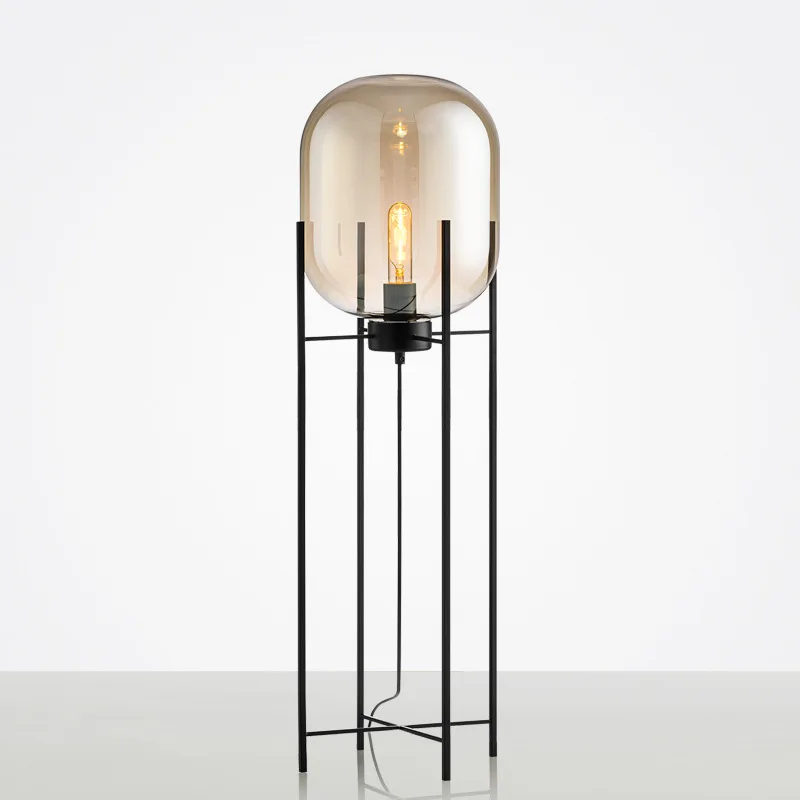 Creative elegant Living room Bedroom Hotel Tetrapod Metal antique glass floor lamp for Decoration