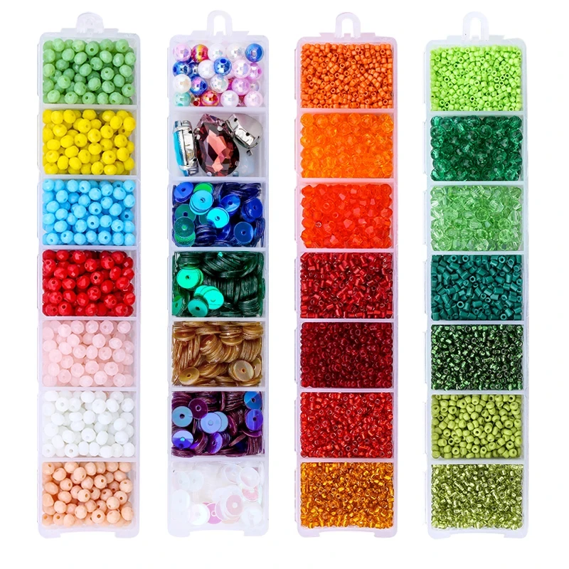 Handmade glass seed beads with box set suitable for clothing decoration DIY making embroidery brooches