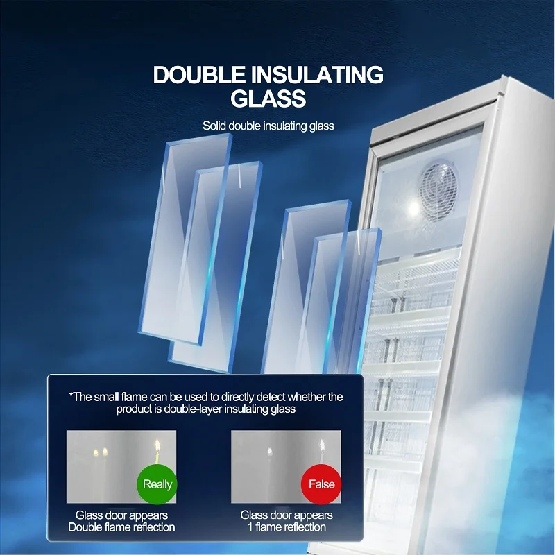 Refrigerating Cabinet Commercial Fridge Energy Drink Beer Beverage Display Cooler Upright Glass Door Refrigerator