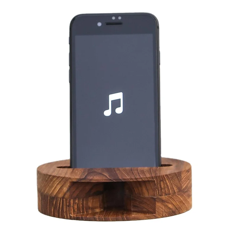 High Quality Wooden Multimedia Smart Phone Speaker Phone Stander Holder Classic Retro Style