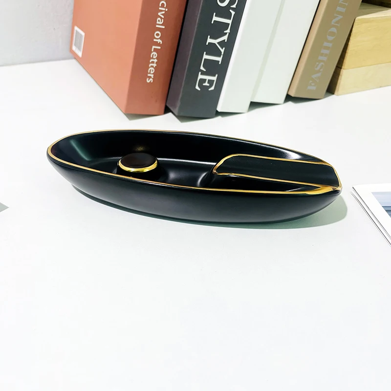 Керамическая пепельница для рекламы в уникальной овальной форме лодки индивидуальная сигар отеля фарфоровая офиса