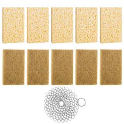 Eco Friendly Biodegradable Natural Fiber Dish Washing Pads Dish Kitchen Clean Washing Cleaning Wood Pulp Cotton Sponge
