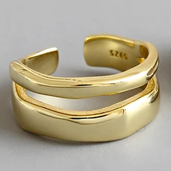 Korean Version 925 Sterling Silver Lady Ring Irregular Double Layer Personality Opening Ring Gift For Woman Fine Jewelry