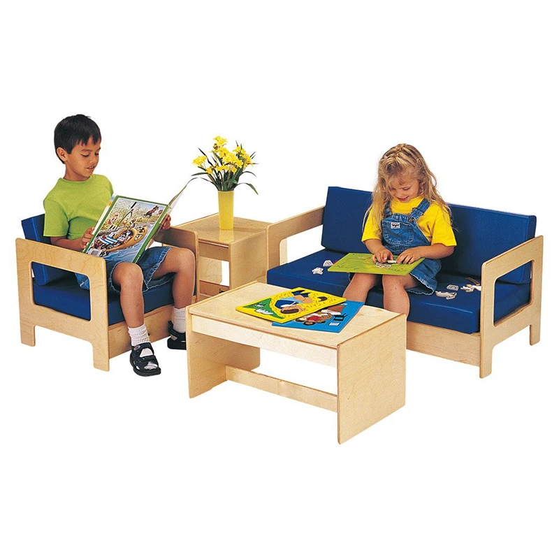 Wooden  Montessori Bedroom Gift Furniture Kids Reading Chair with Foot Stool Adjustable and Children Sofa for School