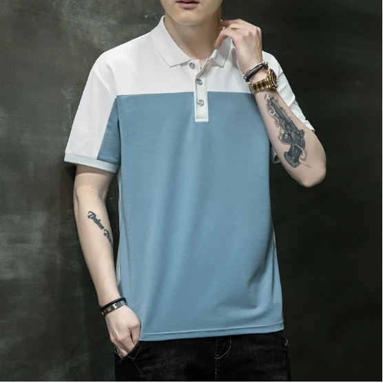 Liu Ming Spring Summer New 2024 Korean Fashion Men Casual Contrast Color Patchwork T Shirts
