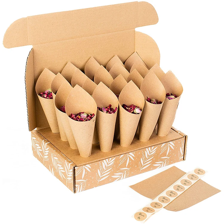 Eco Ice Cream French Fry Waffle Egg Wedding Confetti Cone Stand Packaging Box Tray Holder Kraft Shipping Mailer Box