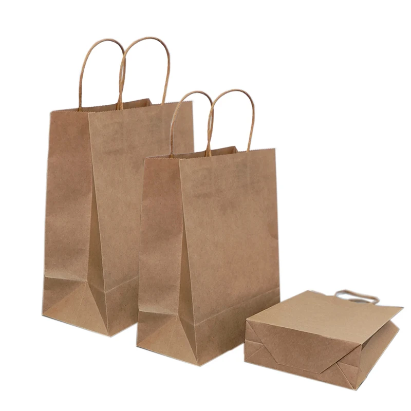 Recyclable kraft paper bag with twisted handle reusable shopping paper bags logo printed