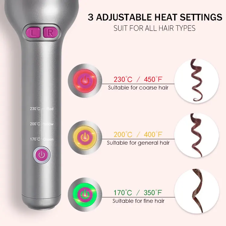 professional PTC 3-color LED lights indicator Innovative Diamond Ceramic Automatic Hair Curler