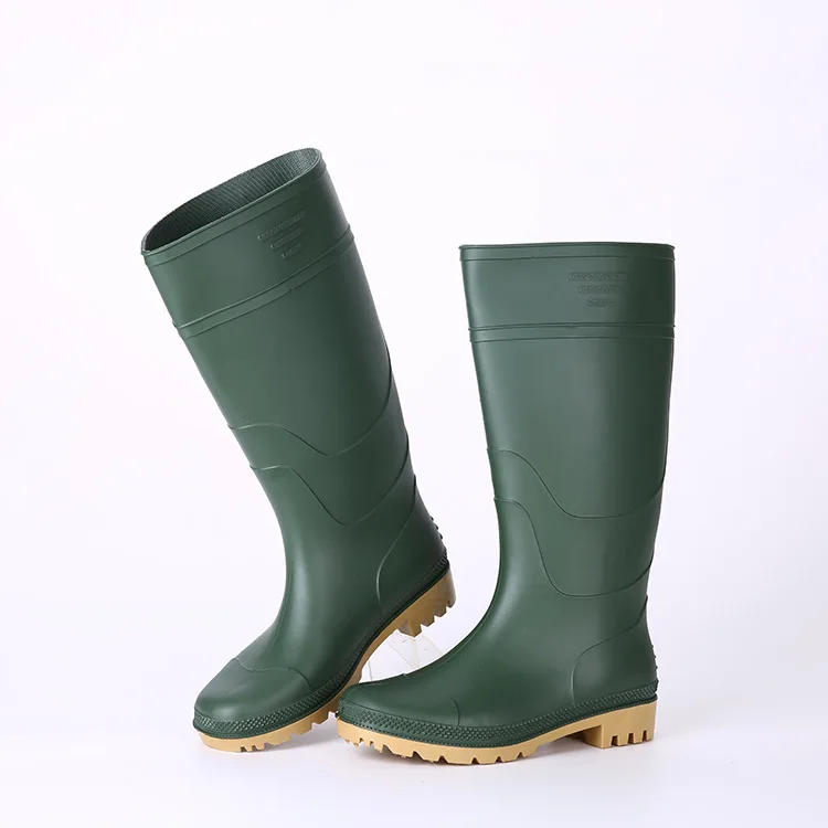 Wholesale cheap new style waterproof PVC protective olive-green rain boots for men