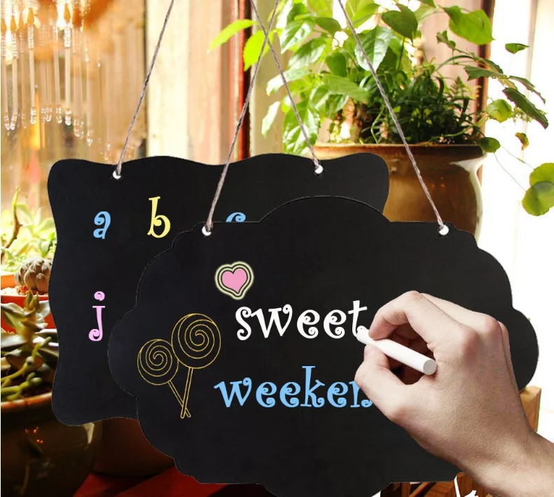 Double-sided lanyard wooden small blackboard home decoration message simple listing small fresh fashion crafts
