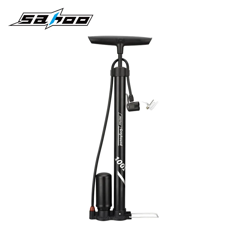 SAHOO portable aluminum alloy bicycle floor type English French American mouth high pressure pump bicycle accessories