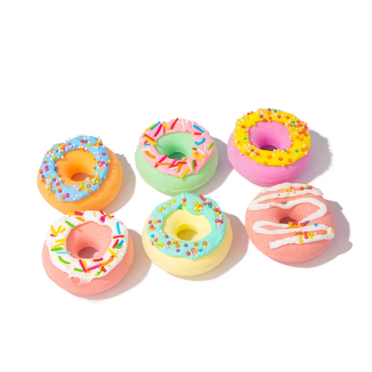 Custom Packaging Wholesale Organic Fizzy Bubble Bath Salt Donut Bath Bomb For Kids Set