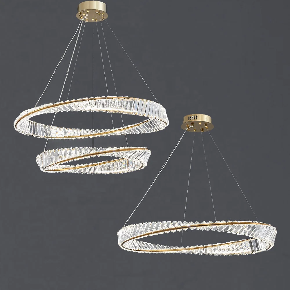 hotel  luxury golden lighting lustre cristal modern  ceiling chandelier design led circle  classic crystal pendant light