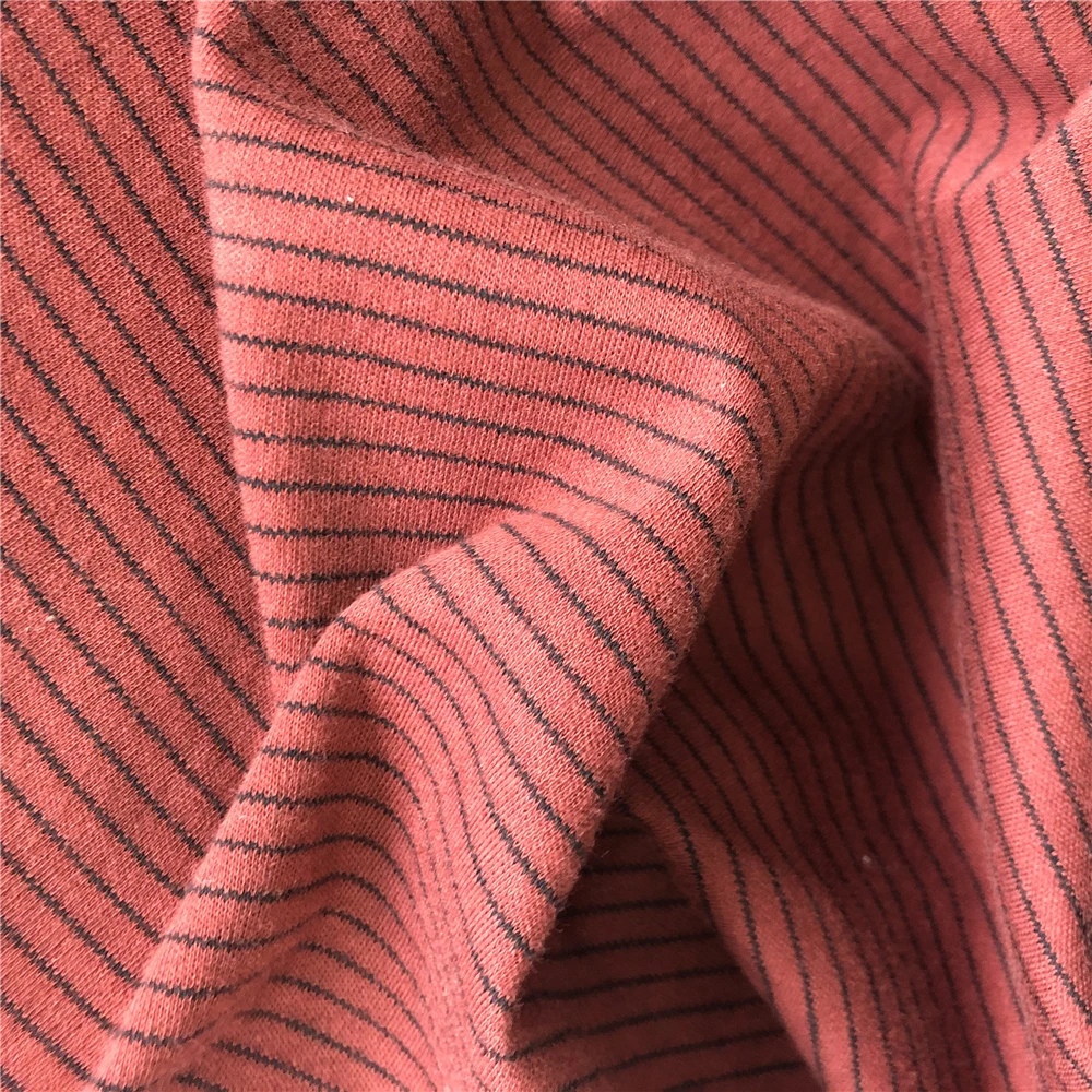 2021 wholesale organic cotton yarn dyed stripe single cotton jersey fabric