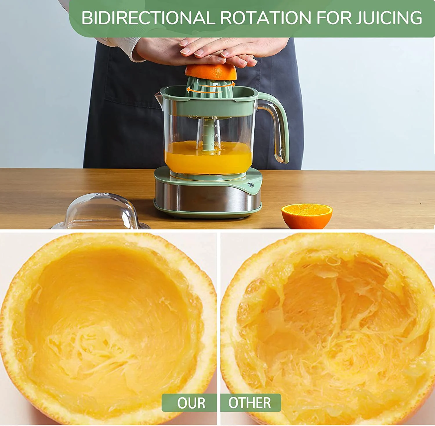 Electric Citrus Juicer 1.2L Large Volume, Orange Juicer with Powerful Motor and LED Working Lamp, Electric Lemon Squeezer