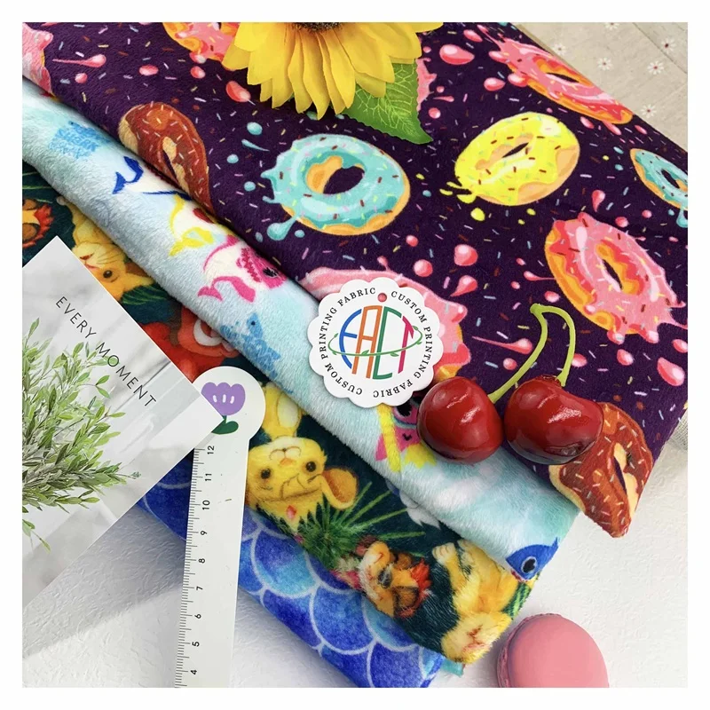 Hot Sell Polyester Brushed Fabric Digital Custom Printed Minky Fabric For Blanket