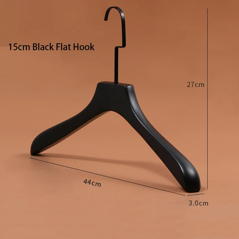 Luxury Matt Black Wooden Flocked Hanger Metal Flat Hook Customized Hangers For Clothing Store And Home Wardrobe