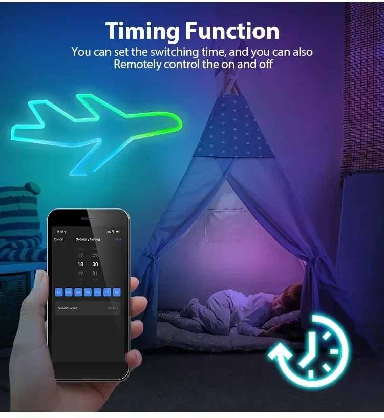 Google Alexa Smart Wifi Control LED Neon Flex Rope Strip Lights RGB Waterproof Hot Selling 16.4ft 5m IP67 Silicone 80 Magic RGB