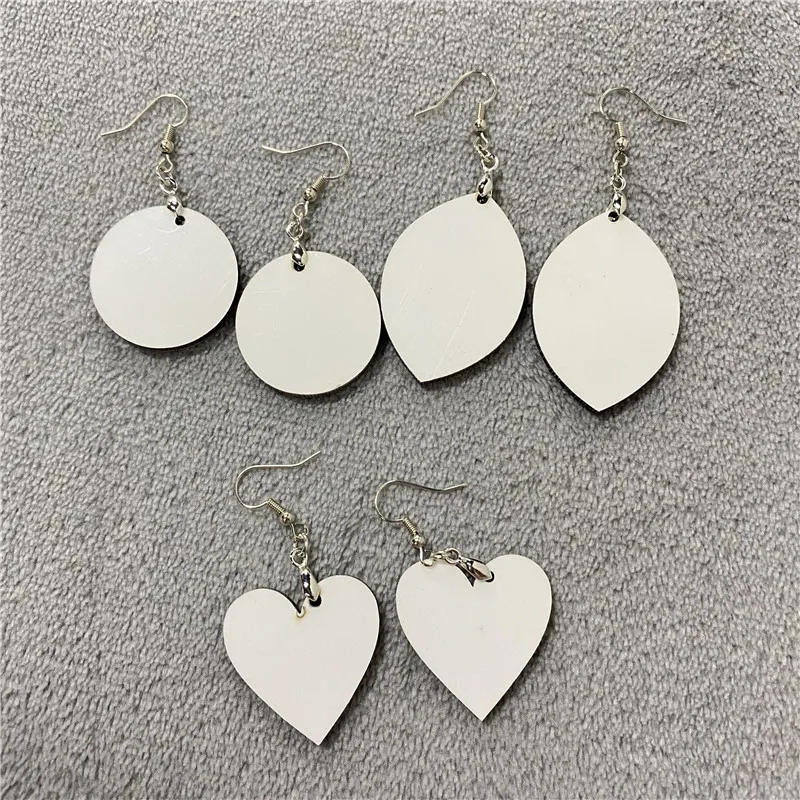 Подвески, двухсторонние Крючки из проволоки, сублимационные белые серьги из МДФ для сублимационной теплопередачи и трафаретной печати