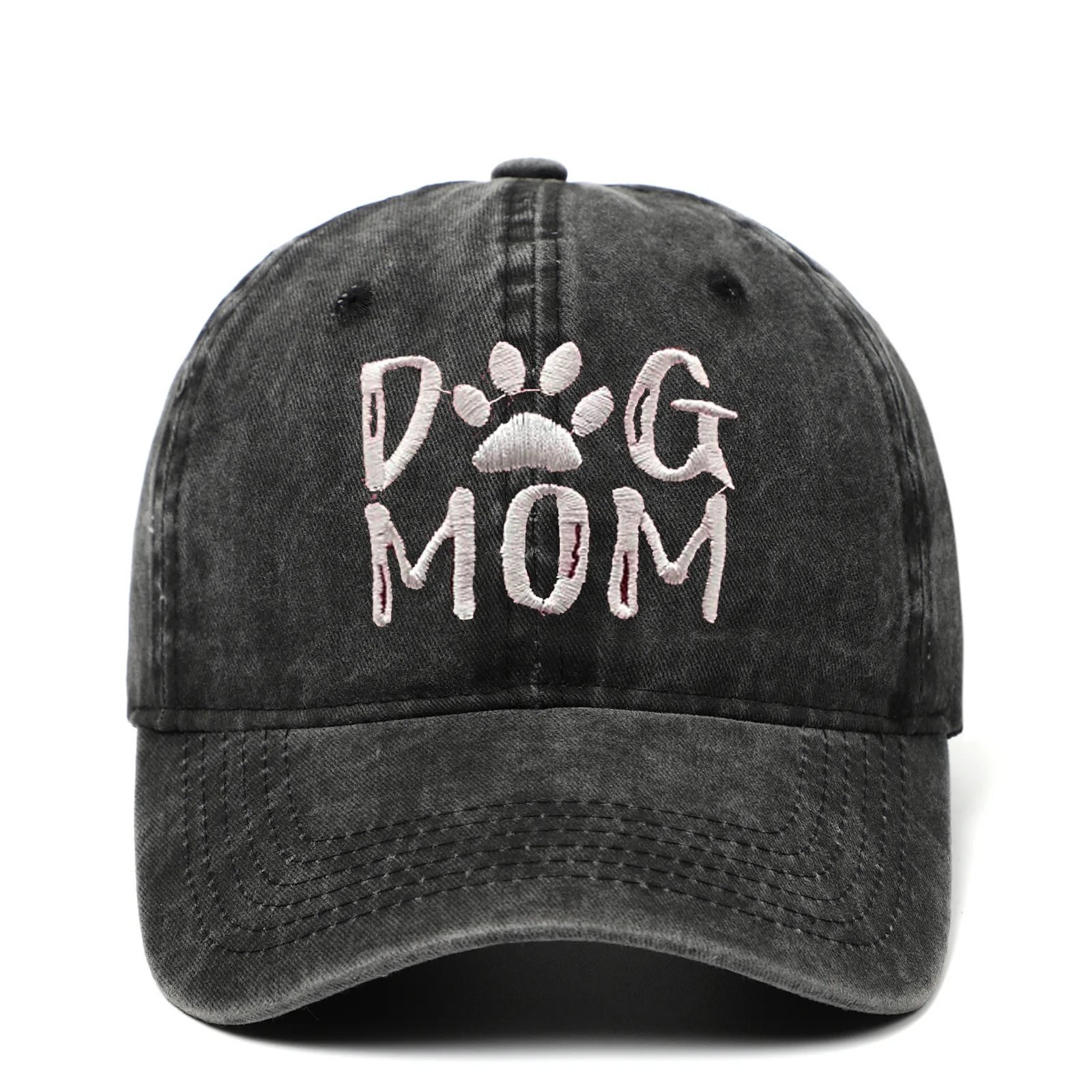 Customized Unisex Dog Mom Vintage Jeans Adjustable Baseball Cap Cotton Dad Hat