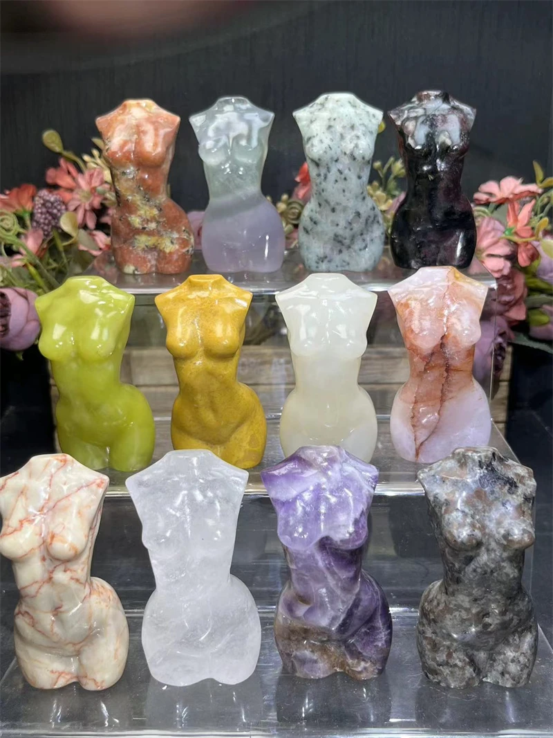 Wholesale healing crystals carvings natural crystal lady body crystal models for healing