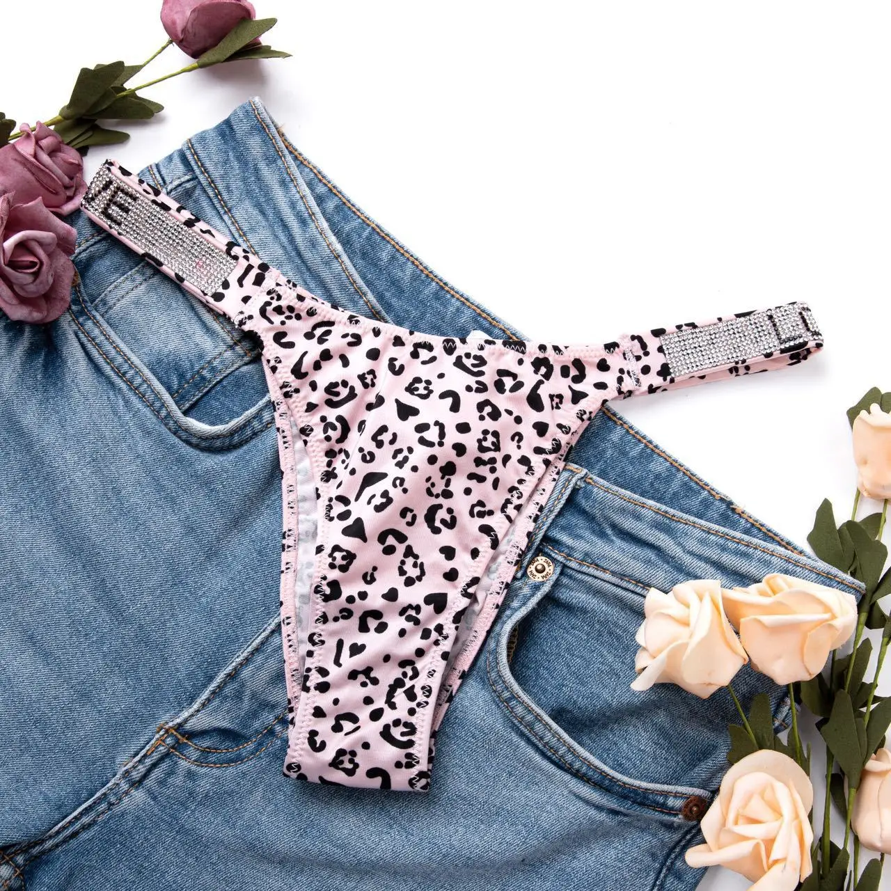 LOVE rhinestone side strap hot sexy panties photos Low waist comfortable ice silk  ladies cotton underpants