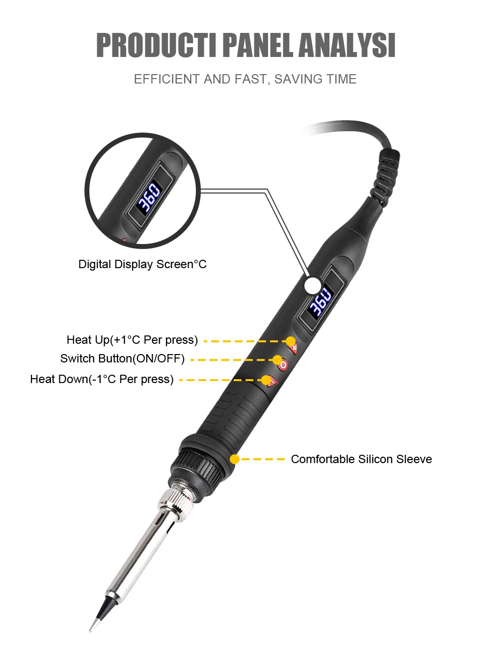 JCD 908U-B  Adjustable temperature electric soldering iron 80W LCD display repair welding tool  soldering pen soldering iron tip