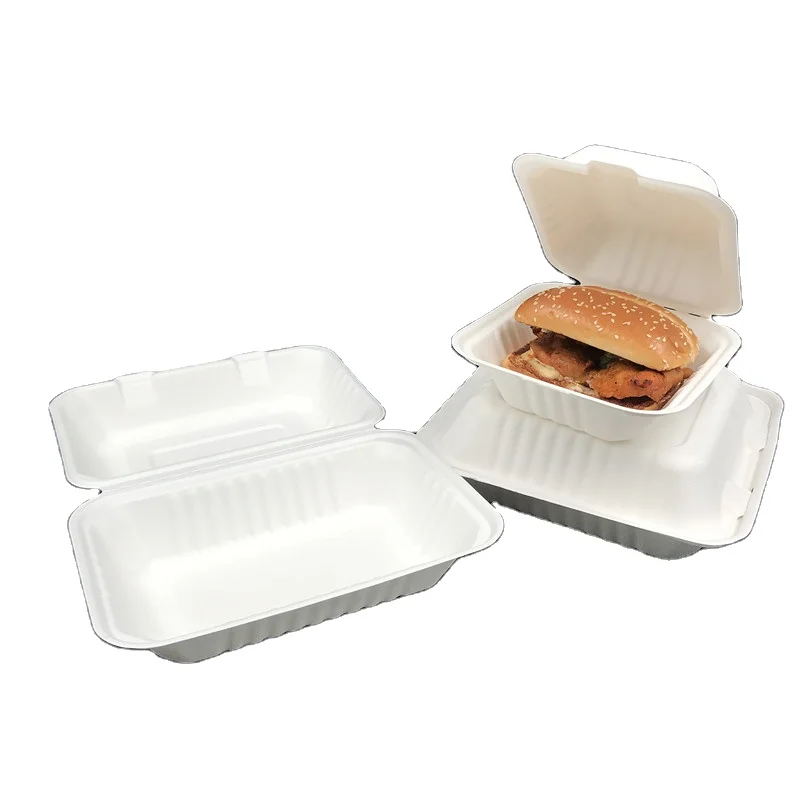 Moulded Clamshell Cake Restaurant Togo Mini Small Paper Boxes For Hamburger Burger Box Cane Sugar