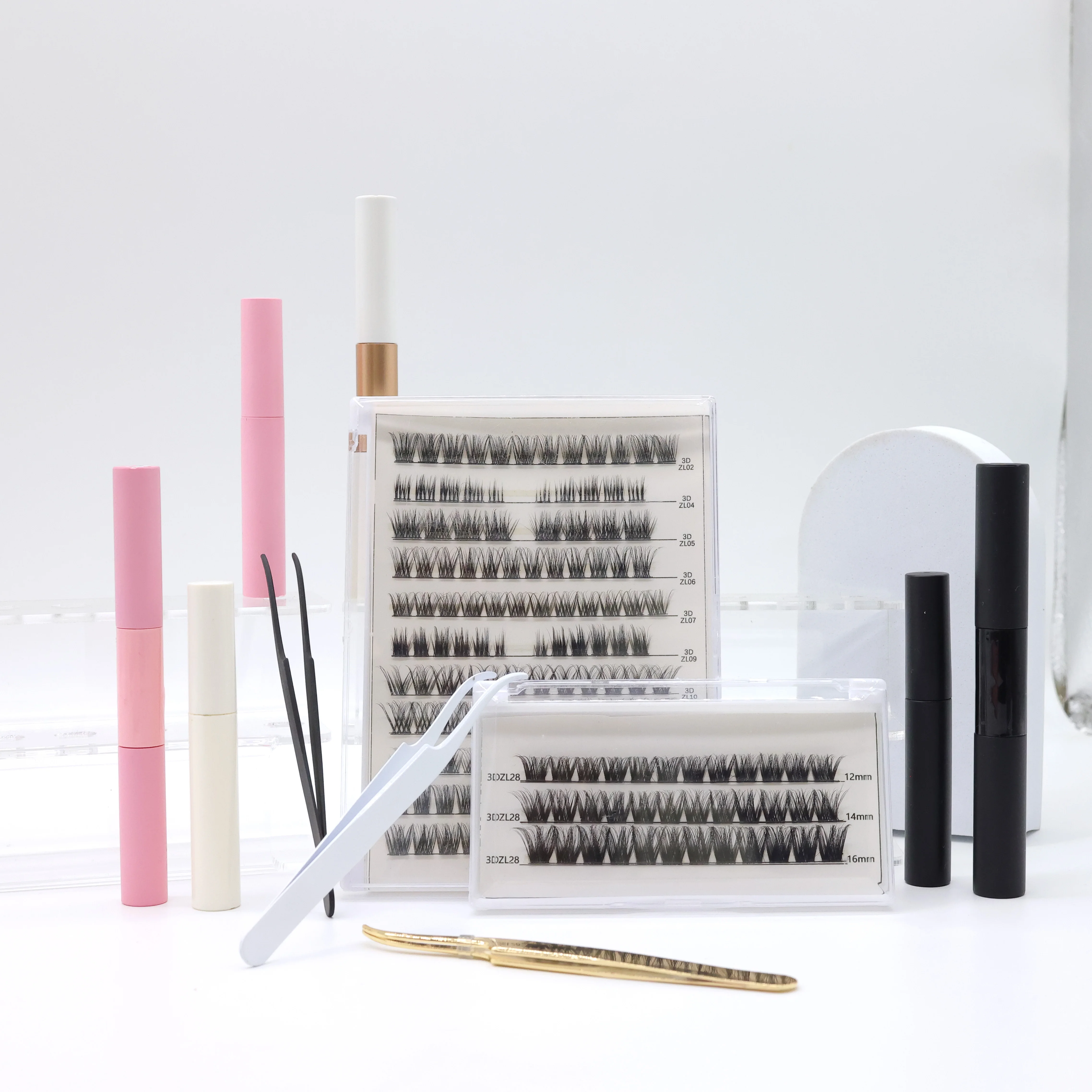 LASTWALL Diy Eyelash Extention Kit Pre Cut Segment Strip Lashes Custom Lashpackaging Box 8-16mm DIY Clusters Lashes Kit