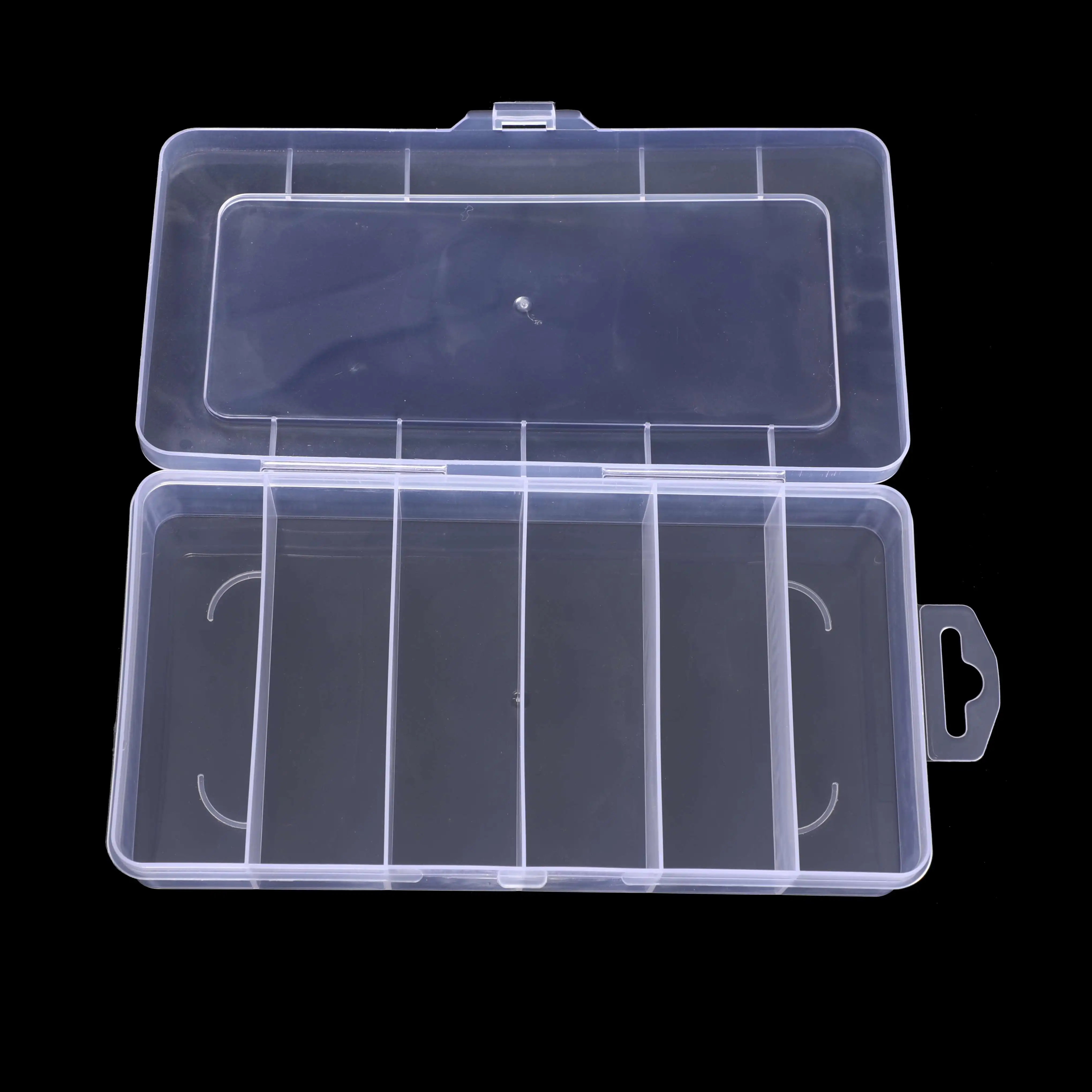 6 Grids Portable clear plastic storage box with dividers jewelry  makeup Storage tools Box Organizer