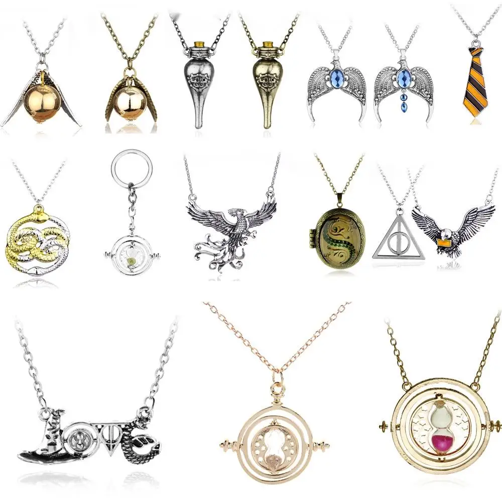 Wholesale Harry Anime Pendant Necklace Accessories Huaqi HLA01 Time Hourglass Triangle Tie Reagent Bottle