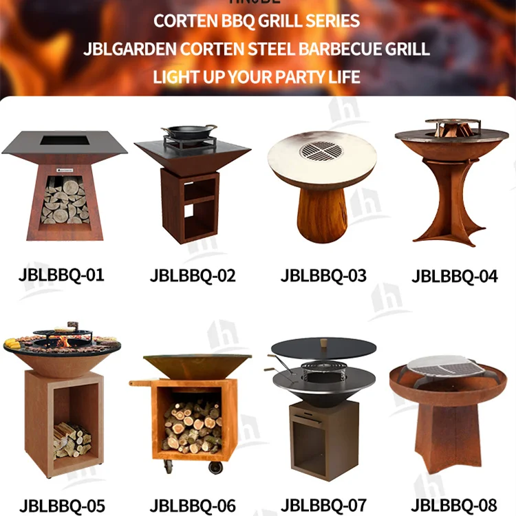 Garden Metal Charcoal Barbecue Grills Fire Pit Bowls Camping Outdoor Barbecue Corten Steel Balcony BBQ Grill