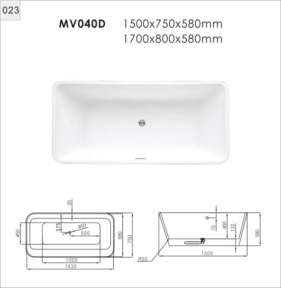 Acrylic freestanding bathtub bath manufacturer