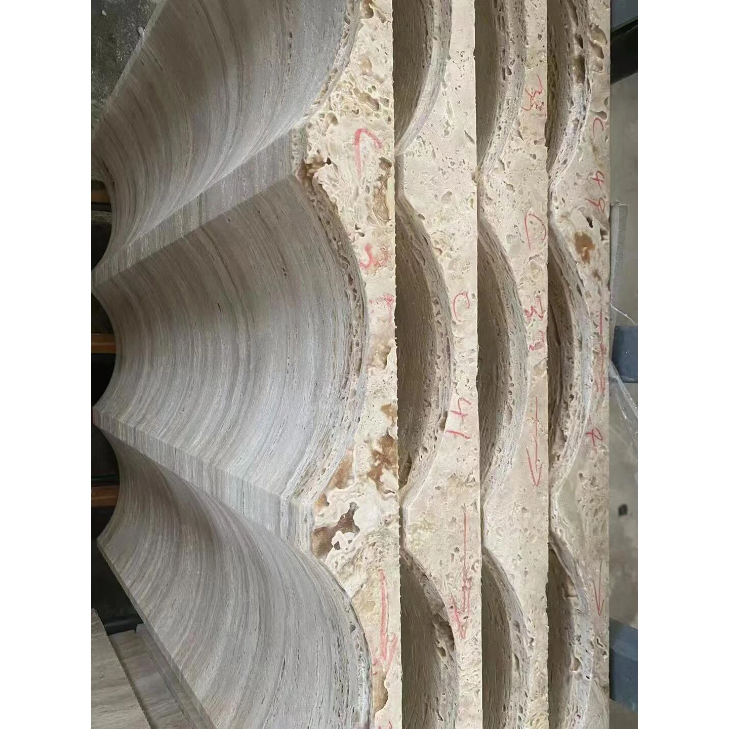 Newstar Wholesale Stone Wall Panel Travertine Bullnose Strips Trim Liner Ribbed Mouldings Pencil 3d Marble Flute Tiles For Villa