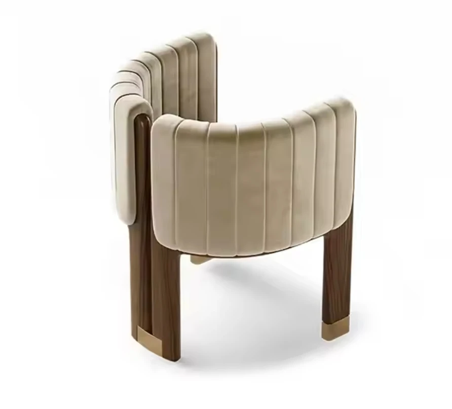 Modern Solid Wood wabi sabi Chair Camel Velvet Upholstered Arm Chair Lounge japandi dining Chair For Home Hotel Furniture